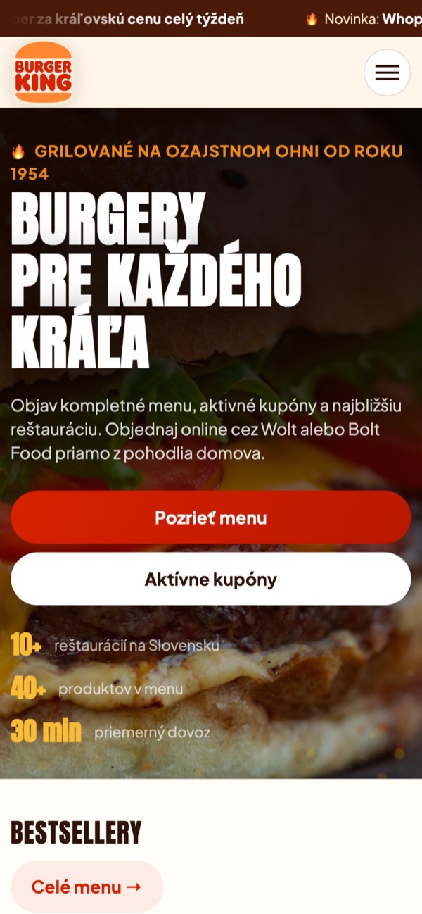 Mobilná verzia konceptu Burger King