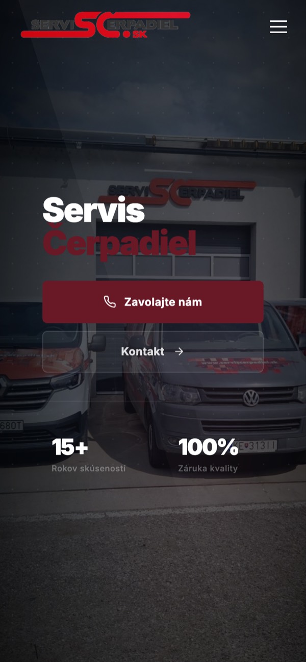 Mobilná verzia webu Servis čerpadiel