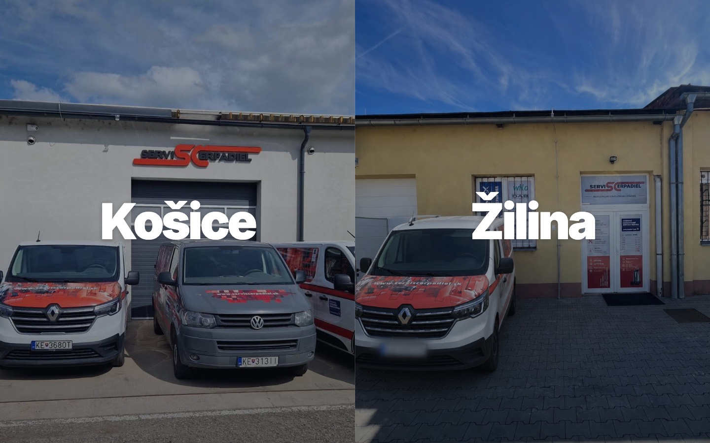 Úvodný rozcestník webu: výber pobočky Košice alebo Žilina